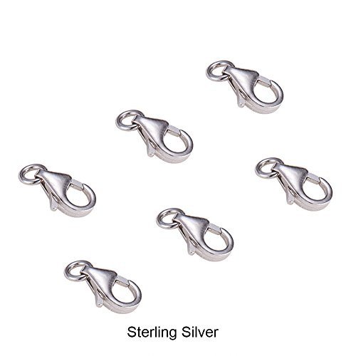 PandaHall Elite 925 Sterling Silver Lobster Claw Clasp with Jump Ring Value Pack 6pcs Jewelry Findings