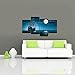 Pyradecor Night Navigation 4 Piece Modern Stretched Seascape Artwork Canvas Prints Moon Pictures Paintings on Canvas Wall Art for Living Room Bedroom Home Decorations