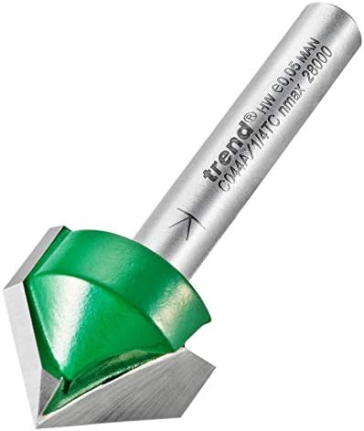 Trend CraftPro Chamfer Router Cutter, 1/4 Inch Shank, 19.1mm Cut Diameter & 45 Degree V Groove, Tungsten Carbide Tipped, C044AX1/4TC