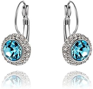 Bling Jewelry Girl's Crystal Paving Blue Hoop Earrings Platinum Plated Earrings