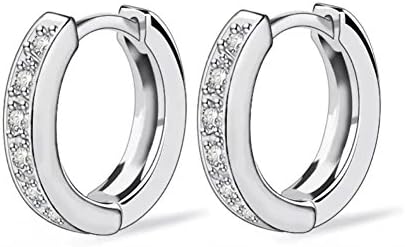 925 Sterling Silver Setting Round Cut 9-stone Cubic Zirconia CZ Simulated Diamond Hinged Hoop Earrings for Women Girls Diameter 5cm