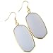 SUNYIK Women's Gray Cat Eye Stone Oval Dangle Earrings Gold Plated