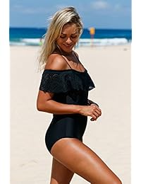 farysays elegante de la dama Ruffle bañadores de apagado el hombro de una sola pieza traje de baño