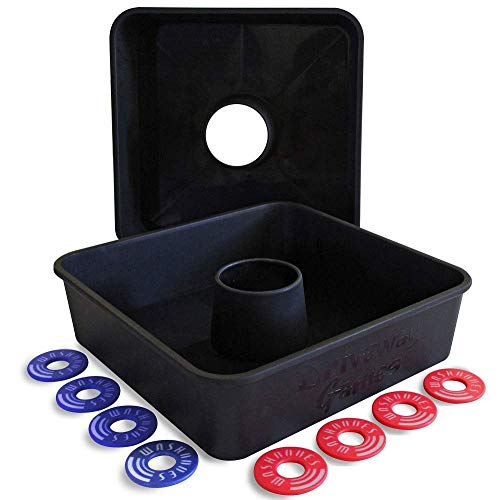 Driveway Games All Weather Washooes Washers Game Set. 8 Pitching Washers & Target Ring Toss Boards (Renewed)