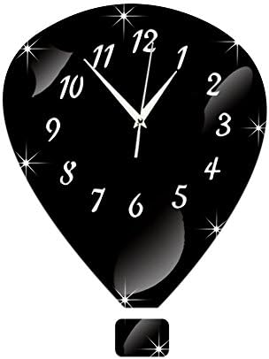3D Digital Wall Clock Home Decor Crystal Mirror Hot Air Balloon Living Room Wall Watch Decoration Mute Modern Clocks Black