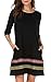 THANTH Womens 3/4 Sleeve A-Line Embroidered Loose Casual T-Shirt Tunic Dress Black XL