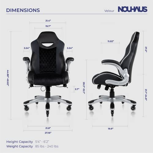 NOUHAUS Velour Office Chair Velvet Computer Chair with Retractable