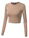 Doublju Womens Basic Long Sleeve Crop Top