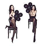 Womens Sexy Crotchless Lace Pantyhose Black, One Size