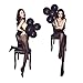Womens Sexy Crotchless Lace Pantyhose Black, One Size