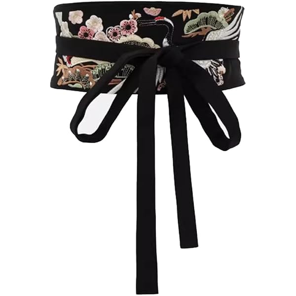Wide Japanese Floral Belt Corset Obi Tie Waistband for  display picture 2