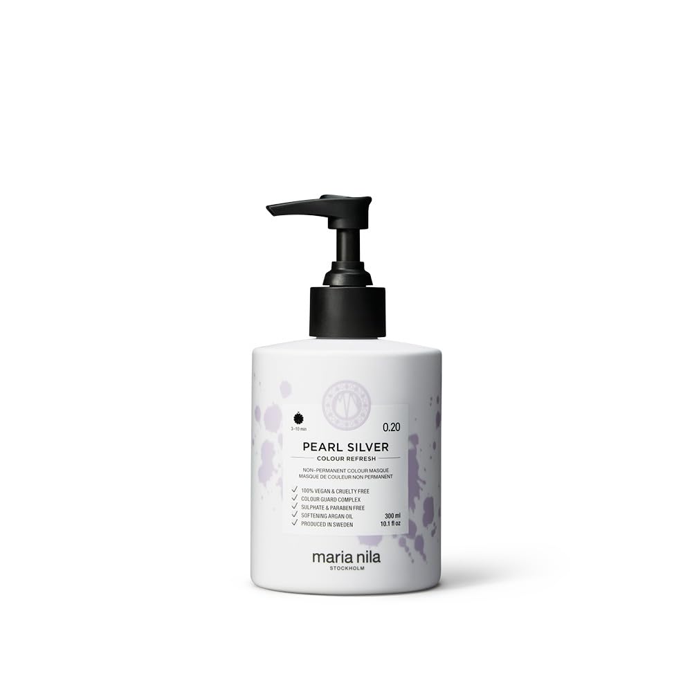 Maria Nila Color Refresh, Pearl Silver 300 ml, Silver Violet Hair Mask, Semi-Permanent Pigments, 100% Vegan & Sulfate/Paraben free