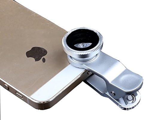 Magabee Universal Clip Camera lens kit for iPhone 6s plus/6s/6 plus/6,Samsung GalaxyS6/S5,Mobile Phones (Fish Eye Lens+ 2in1Macro Lens &amp; Wide Angle Lens)(silver)