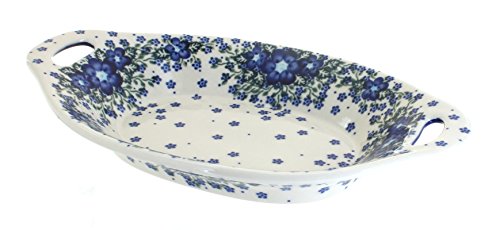 Blue Rose Polish Pottery Melanie Bread Tray With Handles