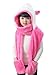 Kids Toddler Cartoon Fleece Hat Gloves Scarf 3 in 1 Set Girls Boys Winter Cute Warm Long Hoodie Earflap Hat Rose