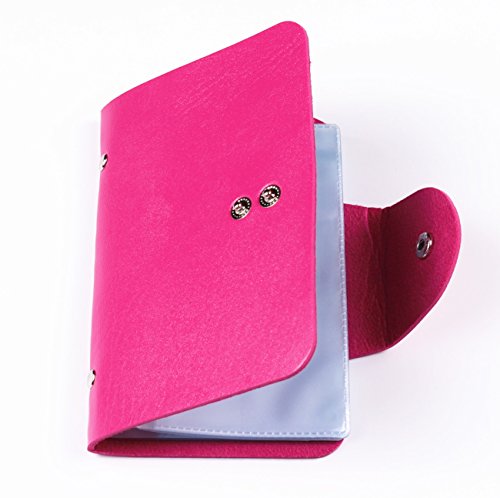 Finger Angel Nail Stamp Plate Synthetic Leather Case Holder Organizer Nail Image Stamping Plates Case For 6X12Cm Template-Rose Red Color