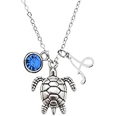 Turtle Necklace, Personalized Turtle Jewelry, Custom Birthstone, Initial Turtle Pendant for Women