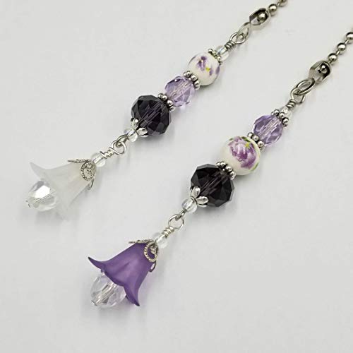 Amazon Com Ceiling Fan And Light Pull Chain Set Purple Floral
