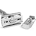 QSHAVE Premium Quality Adjustable Double Edge Safety Razor 700 (1 Razor, 1 Stand, 1 Leather Protective Sleeve & 5 pcs Titanium Coated Blades)