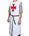 ZJYST Adult Medieval Templar Knight Crusader Tunic Cosplay Costume Outfit with Belt, White, One Size
