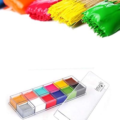 مجموعة طلاء الوجه الاحترافي القابلة للغسل لمكياج الوجه من 12 لون ا لوحة تلوين الوجه إيماجيك فلاش للأطفال والكبار Amazon Ae