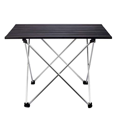 SYOURSELF Folding Camping Table, Portable Aluminum Camp Table Desk Lightweight Durable Compact Roll Up Picnic Tables for Indoor Outdoor Camp Hiking BBQ Backpacking Travel Fishing Beach(Black) - Thumbnail 2