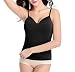 Mullsan® Women's Basic Casual Spagetti Strap Camisole Cami Top with Built in Bra V-neck Padded (L, black)