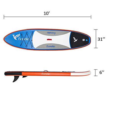Freein Inflatable Stand Up Paddleboard, All Round 10' Long 31" Wide 6" Thick Inflatable SUP Paddle Board, by - Thumbnail 2
