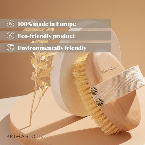 Primabiotic Body Massage Brush in Beech Wood and Agave Fibres | Ecological Product with Case | Ideal for Dry Brushing and Cellulite