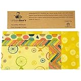 Beeswax Wraps by UrbanBee's Reusable Food Storage Wraps - 4 Piece Variety Pack (1 Large, 2 Medium, 1 Small) - Organic, Sustainable, Washable, Zerowaste &amp; Biodegradable/Handcrafted in the USA