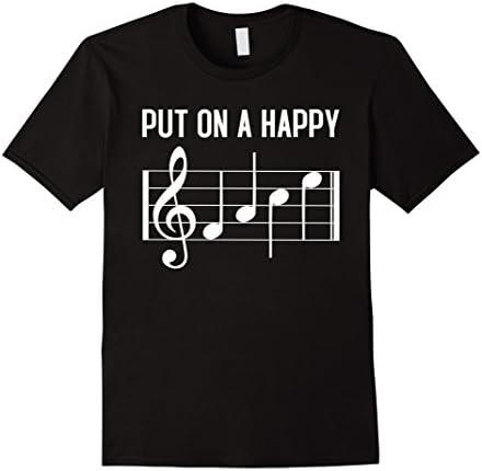 Men's Put On a Happy Face Musical Notes Funny T-Shirt 2XL Black