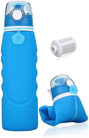 SbuyCoo Collapsible Water Bottle Leak Proof Valve Bottles with Filter for Travel Sport Cycling Hiking Camping BPA Free