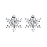 EleQueen 925 Sterling Silver Cubic Zirconia Winter Snowflake Stud Earrings Clear