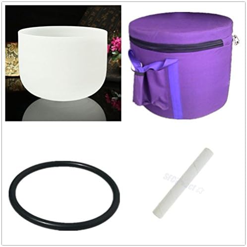 155 Frosted D note Sacral Chakra Quartz Crystal Singing Bowl 8 inch &amp; one purple color canvas