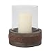 Stonebriar Industrial Wooden Pillar Holder with Rust Trim and Removable Glass Cylinder, Rustic Decor Accents for Dining Table, Coffee Table, Mantel, or Any Table Top, Small