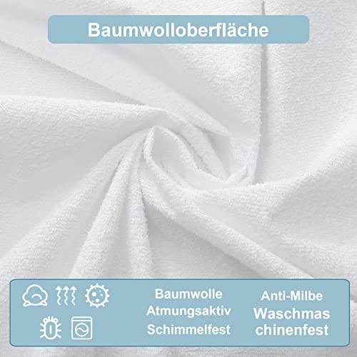 Bedecor Elastic Mattress Cover with Zip, Hypoallergenic, Silent, Cotton Waterproof Mattress Protector 140 x 190 x 16 cm