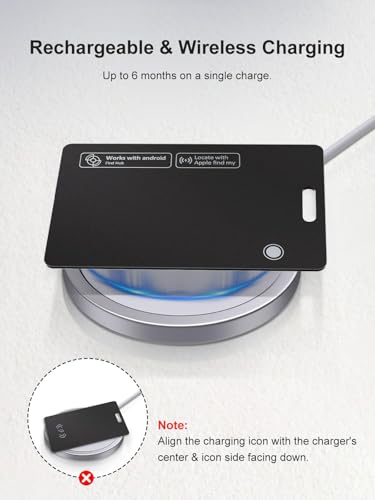 Wallet Tracker Card for Apple & Android – Credit Card Tracker for Wallet Works with Apple Find My & Google's Find Hub, Rechargeable Find My Wallet Card for Luggage, Passport, Purse, Bags