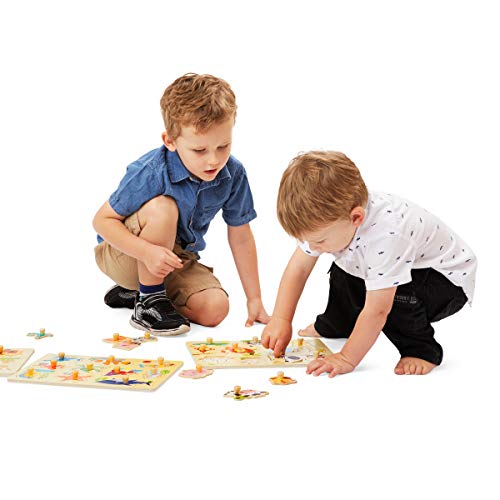 6 Wooden+Peg+Puzzle+toddlers+Creatures
