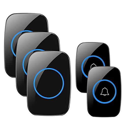 Wireless Doorbell, FullHouse Waterproof Door Chime Kit Includes Push Button Transmitter and Plug-In Receiver, Over 1000 feet Range, CD Quality Sound and LED Flash (2 Transmitter + 3 Receiver Black) - Thumbnail 7