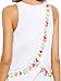Romwe Womens Round Neck Tassel Trim Sleeveless Mini A-line Dress White L