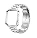 Oitom Metal Bands Compatible with Fitbit Blaze Large,Frame Housing+Stainless Steel Bracelet Replacement Accessory Strap Watch Band for Smart Fitness Watch Silver
