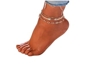 Zoestar Three-Layer Ankle Bracelet Gold Rhinestone Foot Chain Summer Sand Beach Anklet Foot Jewelry for Women