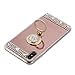 iPhone X Case Mirror, Miniko(TM) 3D Luxury Bling Glitter Diamond Crystal Ring Holder Stand Kickstand Mirror Phone Case Cover for Apple iPhone X Rose Gold Pink