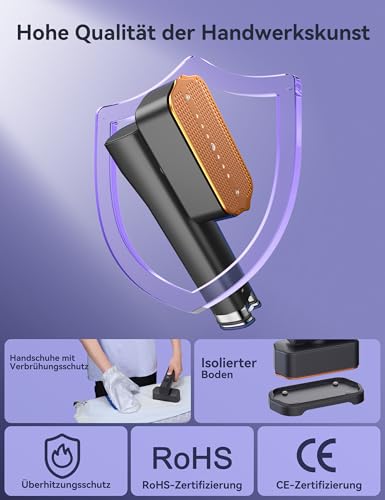 Sundu Steamer for Clothes, 2-in-1 Travel Iron, Steam Iron, 15s Quick Heating, Mobile Hand Iron, Travel Iron with LED Display, 4 Ironing Modes, Black