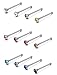 Besteel 60pcs Stainless Steel 1.5mm Crystals Piercing Jewelry Nose Studs Rings Pins Mix Color Box Set