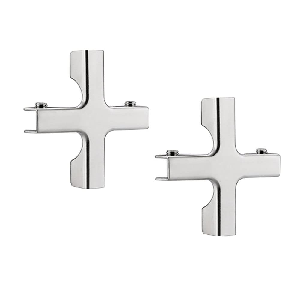 Glass Connector, 2 Pcs Stainless Steel Glass Clamp Glass Support Bracket Rimless Clip Holder for Fixing or DIY Fish Tank, Glass Wind Guard, Glass Display Cabinet, for 5-10mm Thickness Glass (+ Shape)