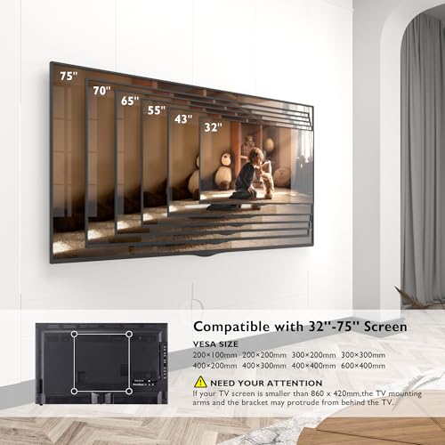 BONTEC TV Wall Mount with 1040 mm Extra Long Articulated Arm for 32-75 Inch LCD/LED/OLED Flat Screens up to 60 kg, Tiltable, Swivel and Rotate, TV Mount, Max. VESA 600 x 400 mm