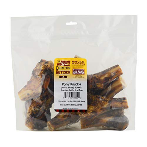 The Country Butcher Meaty Pork Knuckle Dog Bones, Made in USA, Natural