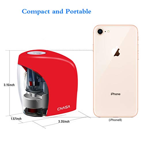Electric Pencil Sharpener,Electrical Pencil Sharpener for NO.2 Pencils and Colored Pencils,Portable Automatic Electric Sharpener Feature for Home/School/Classroom/Office,USB or 2AA Batteries RED - Thumbnail 4