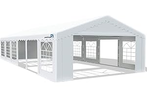 PEAKTOP OUTDOOR 20x40ft Heavy Duty Carport Car Canopy Party Tent with Removable Sidewalls & Carry Bags, Big Garage Tent Boat Shelter with Ground Poles, White